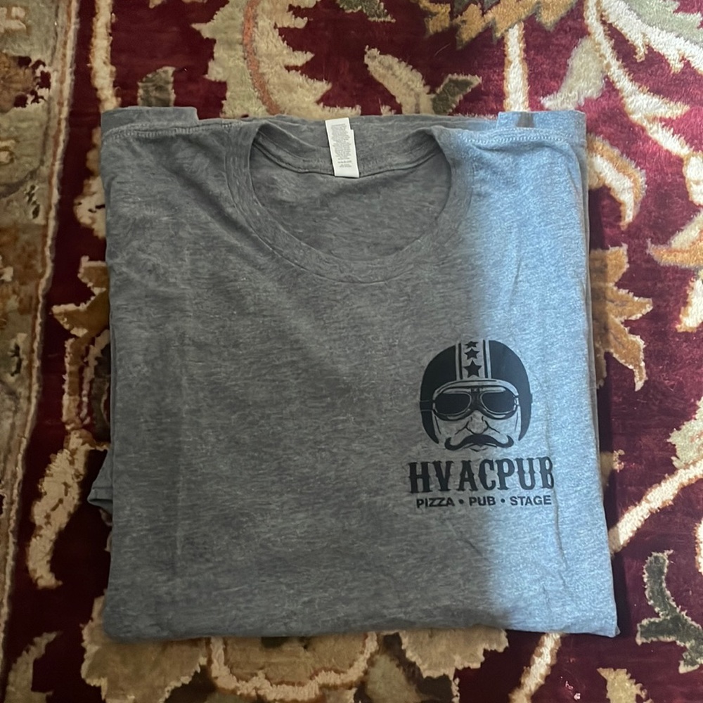 HVAC Pizza and Pub T-shirt.